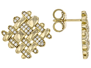 White Cubic Zirconia 18K Yellow Gold Over Brass Earrings 0.68ctw