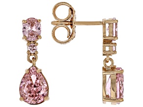 Pink Cubic Zirconia 18k Rose Gold Over Brass Earrings 2.76ctw