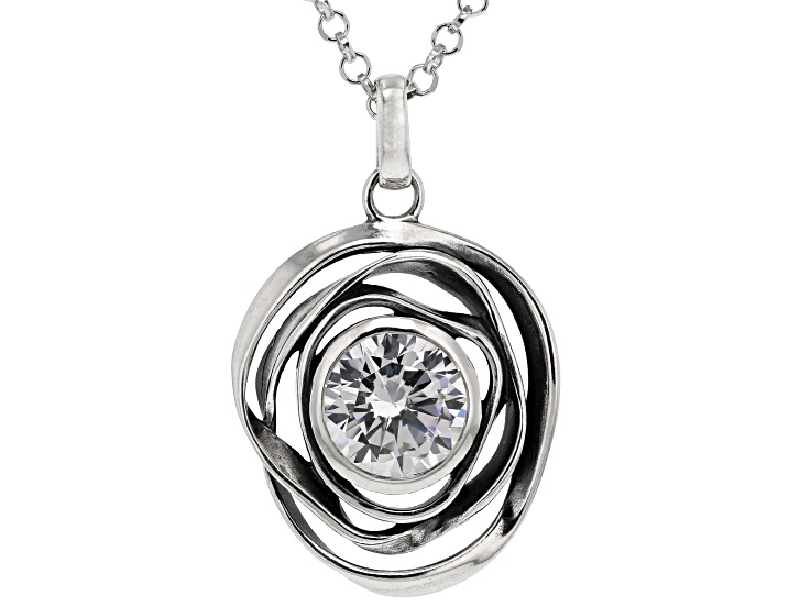 White Cubic Zirconia Rhodium Over Sterling Silver Necklace 3.38ctw