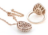 Brown Cubic Zirconia 18k Rose Gold Over Brass Ring and Pendant Set 4.00ctw