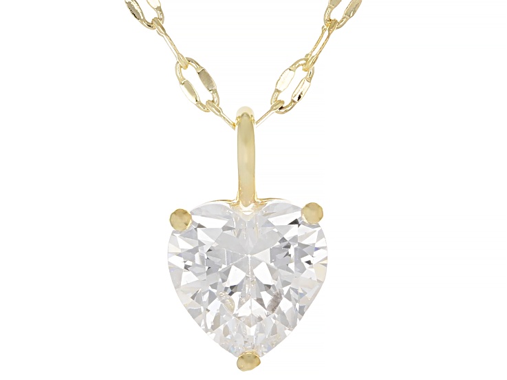 White Cubic Zirconia 18k Yellow Gold Plated Heart Necklace 2.90ctw