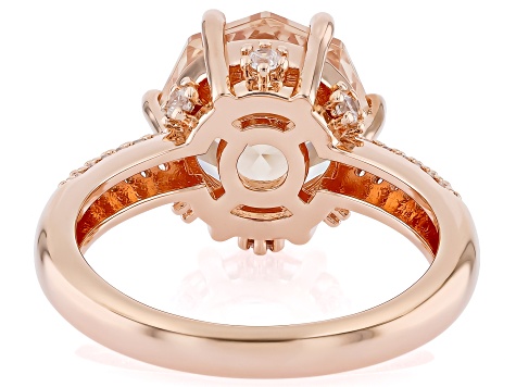 Champagne and White Cubic Zirconia 18K Rose Gold Plated Rose Cut Ring 7.25ctw