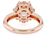 Champagne and White Cubic Zirconia 18K Rose Gold Plated Rose Cut Ring 7.25ctw