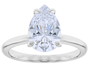 White Cubic Zirconia Rhodium Over Sterling Silver Solitaire Ring 4.91ct