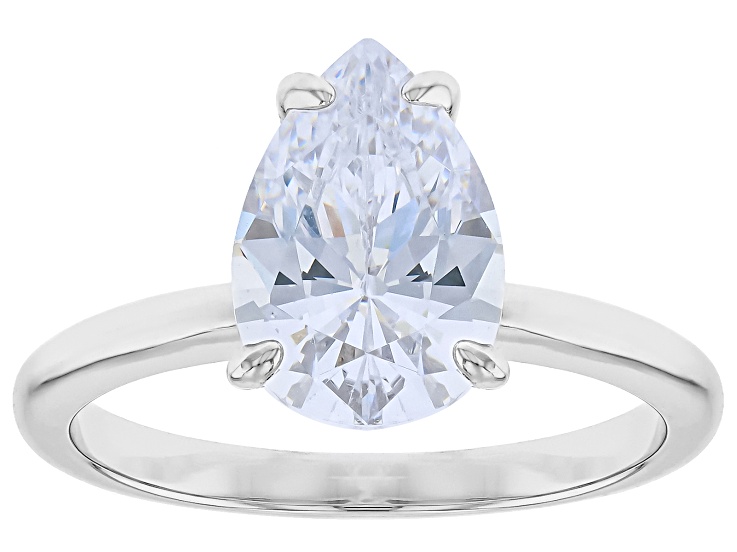 White Cubic Zirconia Rhodium Over Sterling Silver Solitaire Ring 4.91ct