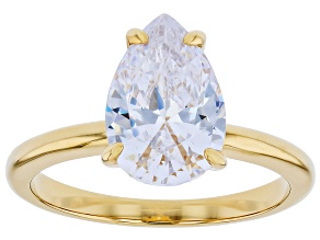 White Cubic Zirconia 18k Yellow Gold Over Sterling Silver Solitaire Ring 4.91ct