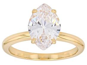 White Cubic Zirconia 18K Yellow Gold Over Sterling Silver Solitaire Ring 2.76ct