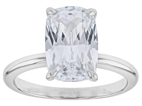 White Cubic Zirconia Rhodium Over Sterling Silver Solitaire Ring 6.30ct
