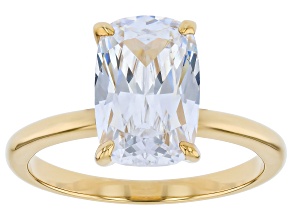 White Cubic Zirconia 18K Yellow gold Over Sterling Silver Solitaire Ring 6.30ct