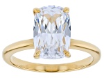 White Cubic Zirconia 18K Yellow gold Over Sterling Silver Solitaire Ring 6.30ct