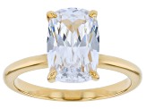 White Cubic Zirconia 18K Yellow gold Over Sterling Silver Solitaire Ring 6.30ct