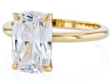 White Cubic Zirconia 18K Yellow gold Over Sterling Silver Solitaire Ring 6.30ct