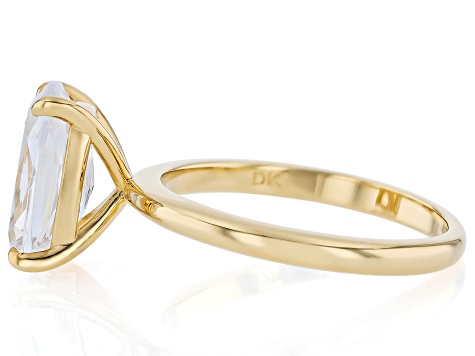 White Cubic Zirconia 18K Yellow gold Over Sterling Silver Solitaire Ring 6.30ct
