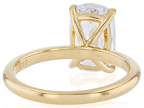 White Cubic Zirconia 18K Yellow gold Over Sterling Silver Solitaire Ring 6.30ct