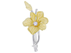 Lavender Cubic Zirconia Rhodium and 18k Yellow Gold Plated Brooch 0.36ctw