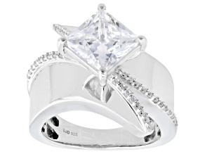 White Cubic Zirconia Rhodium Over Sterling Silver Ring 4.20ctw