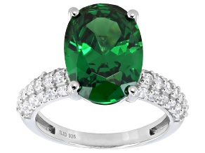 Green and White Cubic Zirconia Rhodium Over Sterling Silver Ring 5.60ctw