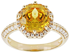 Yellow and White Cubic Zirconia 18k Yellow Gold Plated Rose Cut Ring