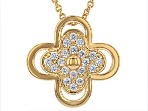 White Cubic Zirconia 18k Yellow Gold Plated Pendant with Chain 1.08ctw