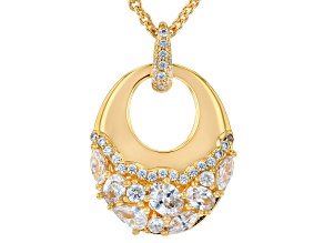 White Cubic Zirconia 18k Yellow Gold Plated Pendant with Chain 2.46ctw