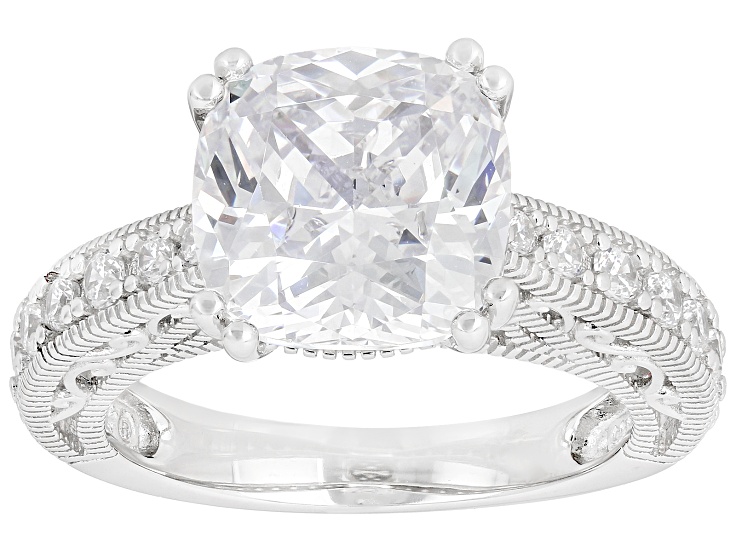 White Cubic Zirconia Rhodium Over Sterling Silver Ring 7.80ctw