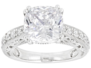 White Cubic Zirconia Rhodium Over Sterling Silver Ring 7.80ctw