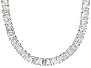 White Cubic Zirconia 18k Yellow Gold Plated Tennis Necklace
