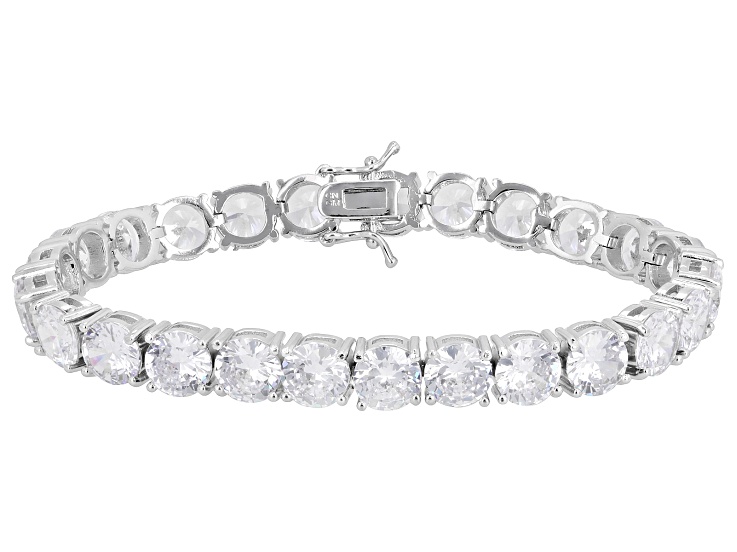 White Cubic Zirconia Rhodium Over Brass Tennis Bracelet 76.12ctw