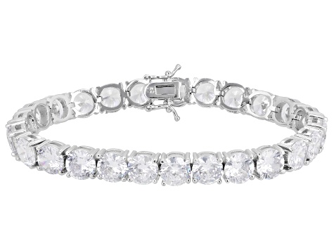 White Cubic Zirconia Rhodium Over Brass Tennis Bracelet 76.12ctw