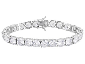 White Cubic Zirconia Rhodium Over Brass Tennis Bracelet 76.12ctw