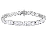 White Cubic Zirconia Rhodium Over Brass Tennis Bracelet 76.12ctw