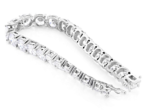 White Cubic Zirconia Rhodium Over Brass Tennis Bracelet 76.12ctw