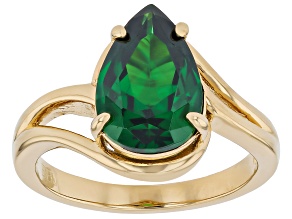 Green Cubic Zirconia 18K Yellow Gold Over Brass Ring 3.13ct