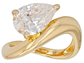 White Cubic Zirconia 18K Yellow Gold Over Brass Ring 4.30ct