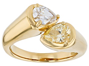 Canary and White Cubic Zirconia 18K Yellow Gold Plated Ring 2.13Ctw