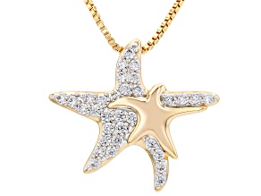White Cubic Zirconia 18k Yellow Gold Plated Pendant with Chain 0.74ctw