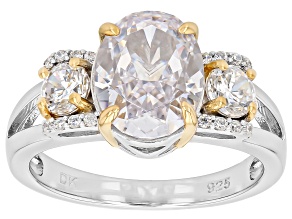 White Cubic Zirconia Rhodium and 18K Yellow Gold Over Sterling Silver Ring 5.35ctw