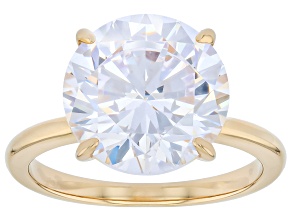 White cubic Zirconia 18K Yellow Gold Over Sterling Silver Ring 10.27ct