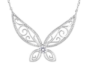 White Cubic Zirconia Rhodium Plated Butterfly Necklace 1.67ctw