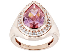 Pink and White Cubic Zirconia 18k Rose Gold Plated Ring 8.95ctw