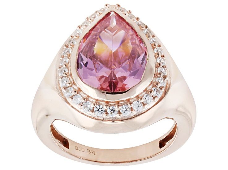Pink and White Cubic Zirconia 18k Rose Gold Plated Ring 8.95ctw