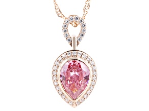 Pink and White Cubic Zirconia 18k Rose Gold Plated Pendant 9.15ctw