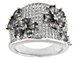 Green and White Cubic Zirconia Rhodium Plated Ring 5.88ctw