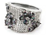 Green and White Cubic Zirconia Rhodium Plated Ring 5.88ctw