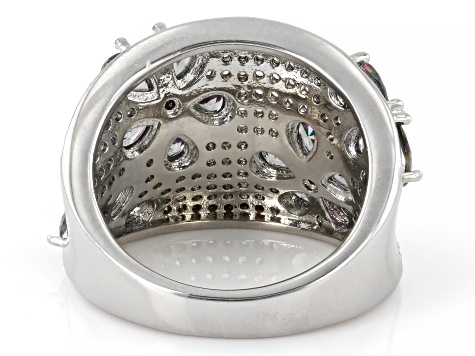 Green and White Cubic Zirconia Rhodium Plated Ring 5.88ctw