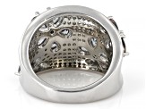 Green and White Cubic Zirconia Rhodium Plated Ring 5.88ctw