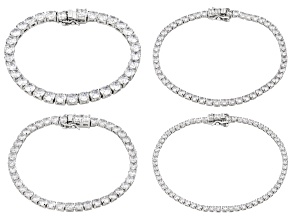 White Cubic Zirconia Rhodium Plated Bracelet Set of 4 59.97ctw