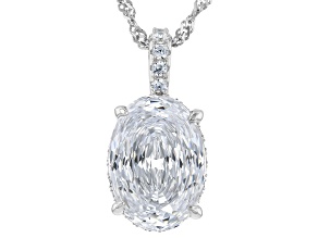 White Cubic Zirconia Rhodium Over Sterling Silver Thread Cut Pendant with Chain 11.88ctw
