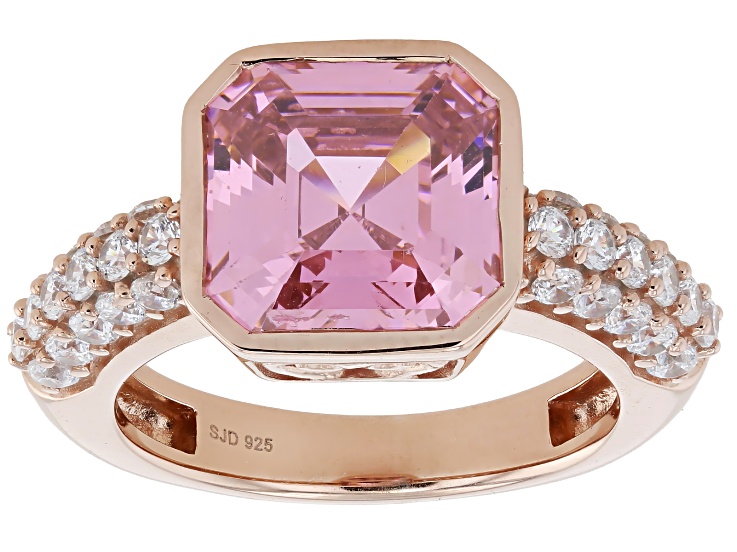 Pink and White Cubic Zirconia 18k Rose Gold Over Sterling Silver Ring 9.50ctw