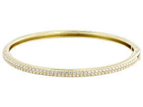 White Cubic Zirconia 14k Gold Over Stainless Steel Bangle Bracelet 1.40ctw